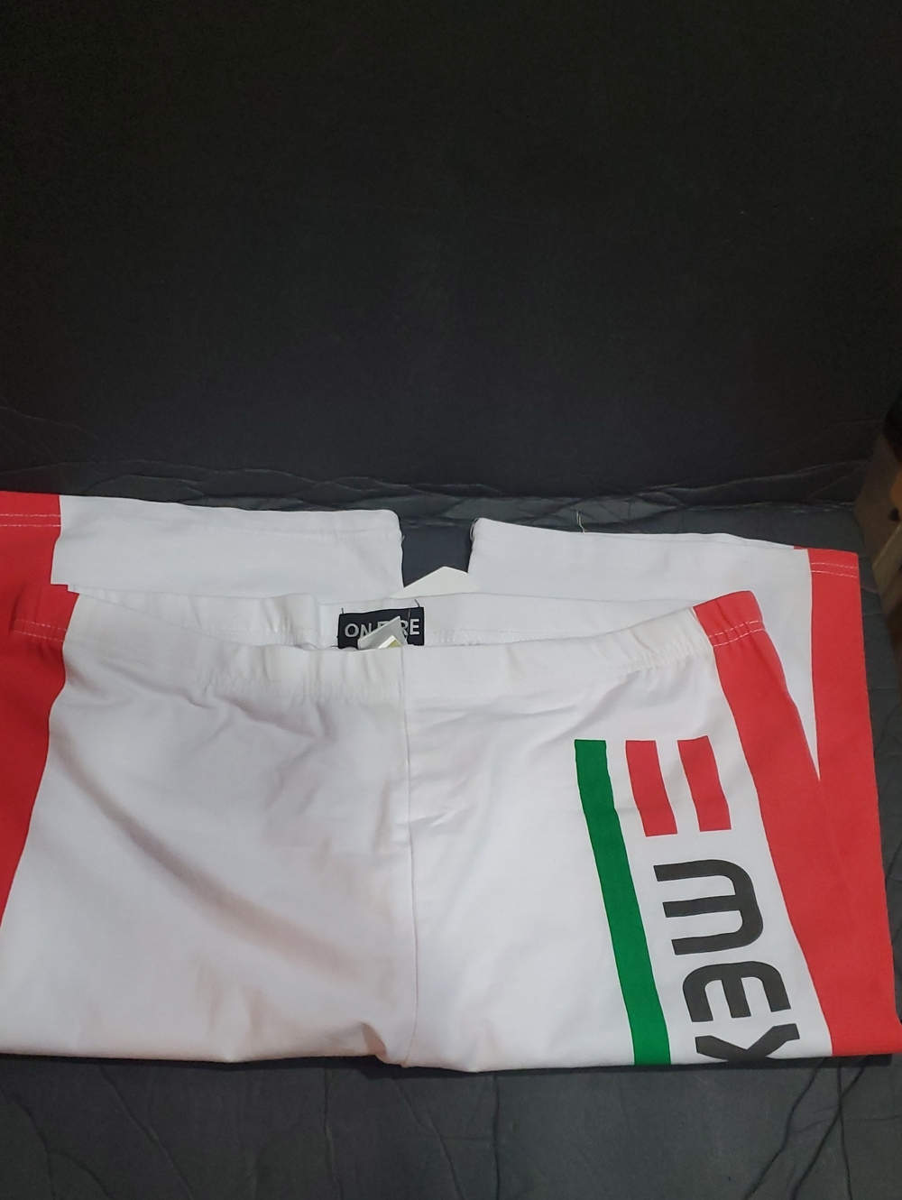 White and red colorblock Mexico printed Cotton blend bike shorts size XL NEW